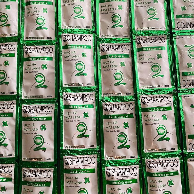 10 Dây 100 gói Dầu gội bạc hà mát lạnh SHAMPOO sảng khoái thư giản dây 10 gói