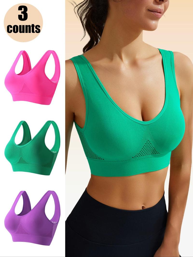 Product Introduction of Women's Solid Wireless Bra, Breathable Comfortable Sports Bra, Softness Lightweight Lingerie Top for Daily Wear 5