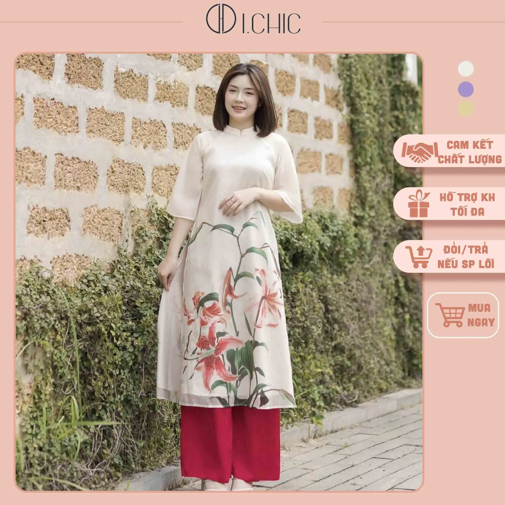 Mã 05. ICHIC -  Áo dài Diên Nhã duyên dáng CÓ ẢNH THẬT