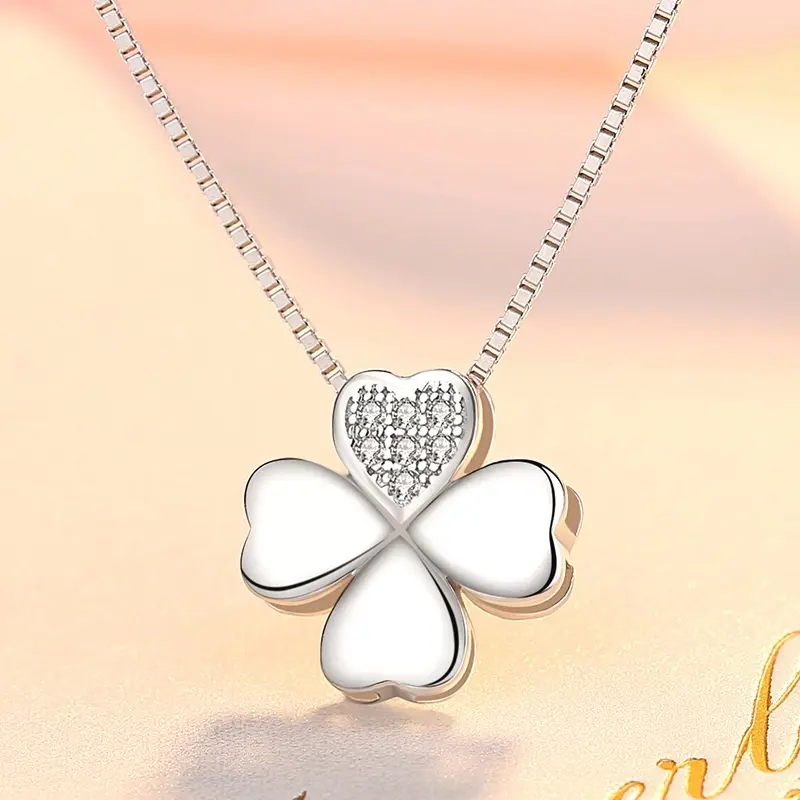 Four leaf clover-kalung perak asli Unique personality s999 Original Arctic Deer 1