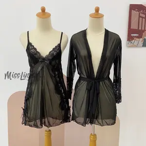MISS LINJE Setelan Baju Tidur Lingerie kimono Dress Renda Premium