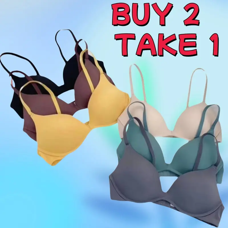 Buy 2 Take 1 High School Student Girl Underwear Small Chest Push up Non-Steel Ring Breathable Thin Upper Support Seamless Glossy Sports Bra Women's Breathable Seamless Underwire