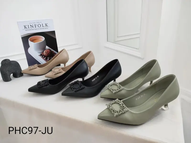 Simoncelli Sepatu Wanita Heels 5 cm Polos Sepatu Kerja Kuliah Pesta Heels Kerja Hitam Black Khaki Elegant Import PHC97-JU Heels Shoes 4