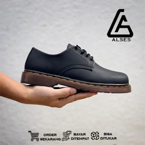 RBN - Sepatu Dokmart Formal Kasual Pria Hitam Tali Pantofel Kulit Syntetis Kerja Kantoran Guru PNS Kuliah Wisuda Nikahan Resmi Terbaru Kekinian Termurah COD Shoes Black Coklat
