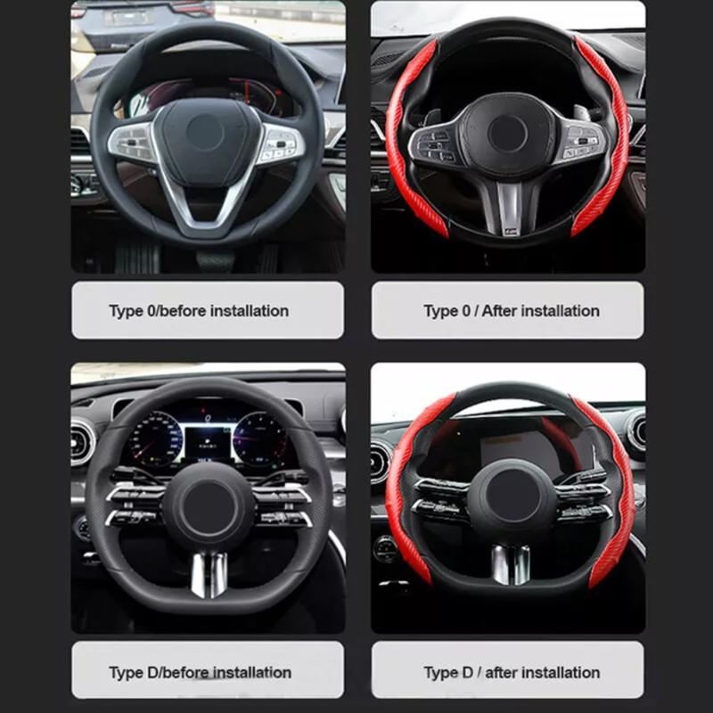 Universal Carbon Fiber Car Steering Wheel Cover Car Accessory Non-Slip Steering Wheel Booster Cover Car Steering Wheel Grips Cover 6