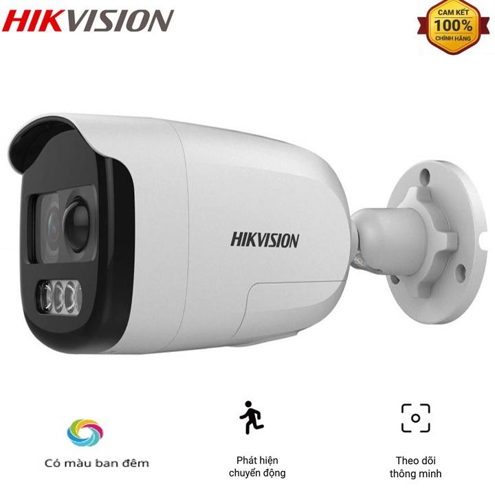 Camera analog thân trụ Hikvision DS-2CE12DFT-PIRXOF 2Mp có màu ban đêm, tích hợp còi báo động, phát hiện cơ thể người