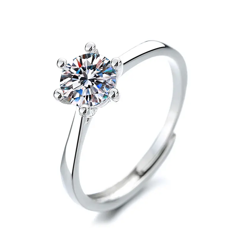 Nhẫn Moissanite, Độc Đáo Nữ, Cao Cấp, Không Phai Màu, Nhẫn Cặp Đôi Đám Cưới, Nhẫn Một Carat Cầu Hôn, Trang Sức Zircon 5