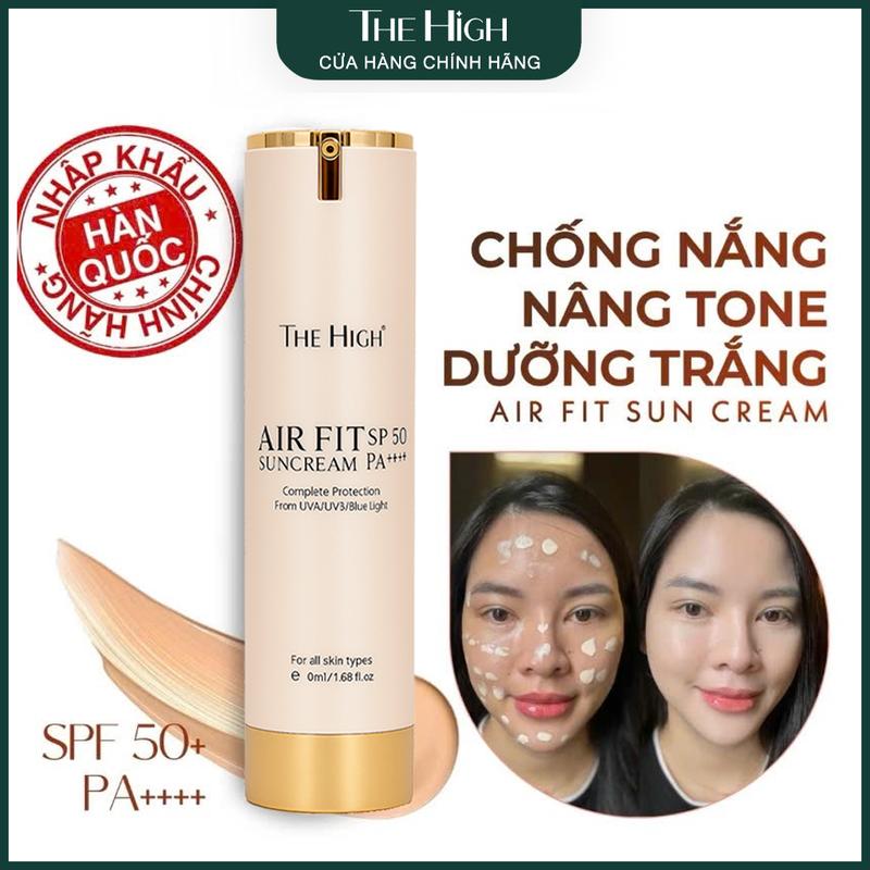 Kem Chống Nắng Trang Điểm Dưỡng Trắng Giữ Tone tới 16h Hỗ Trợ Kiềm Dầu Hỗ trợ Hạn Chế Bắt Nắng Hàn Quốc The High Airfit Sun Cream 50ml Dạng Sữa