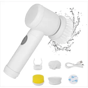 Rechargeable Magic Brush 5 in 1, USB Interface, sikat elektrik Waterproof Cleaning tool for toilet, wc, dapur