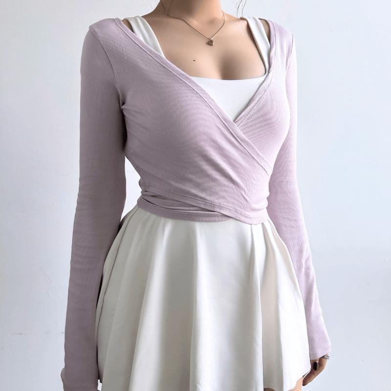 aeyo | Áo khoác cardigan tập gym yoga pilates tennis nữ LACE dây cột chéo, vải thun tăm mềm mịn Top 5