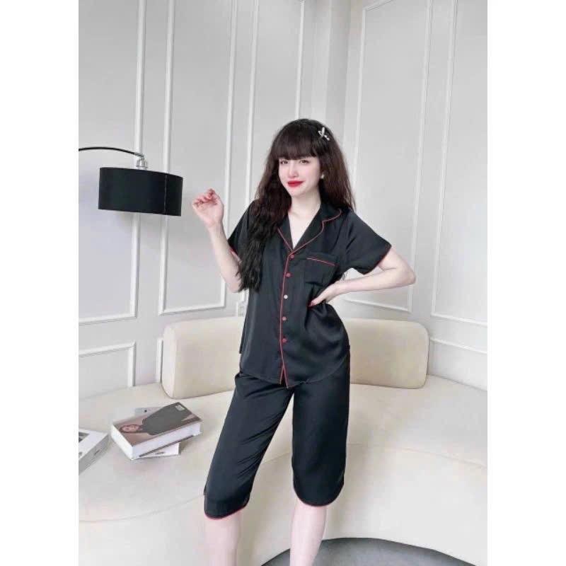 Bộ lửng Latin màu trơn 40/75kg viền tay ngắn, cổ truyền thống.Bộ mặc nhà thoáng mát nữ  Women 1