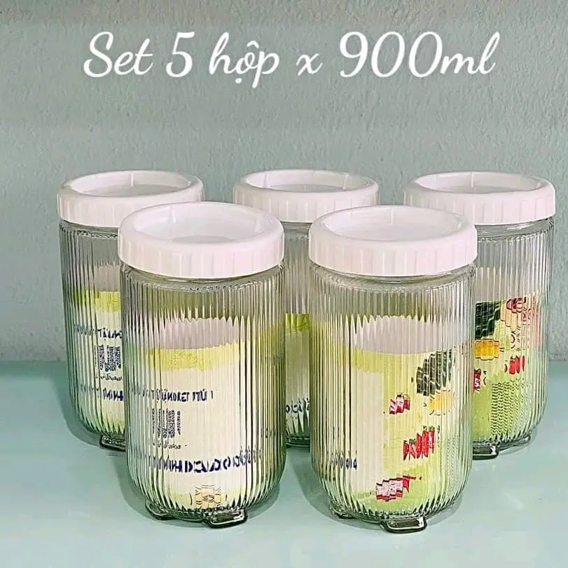 set 5 hũ thủy tinh đựng gia vị 900ml