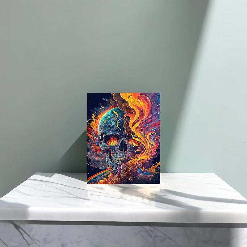Skull Pattern DIY Diamond Arts Colorful Painting Kit Without Frame, DIY 5D Decor Kit, for Halloween Wall Art Decor 2