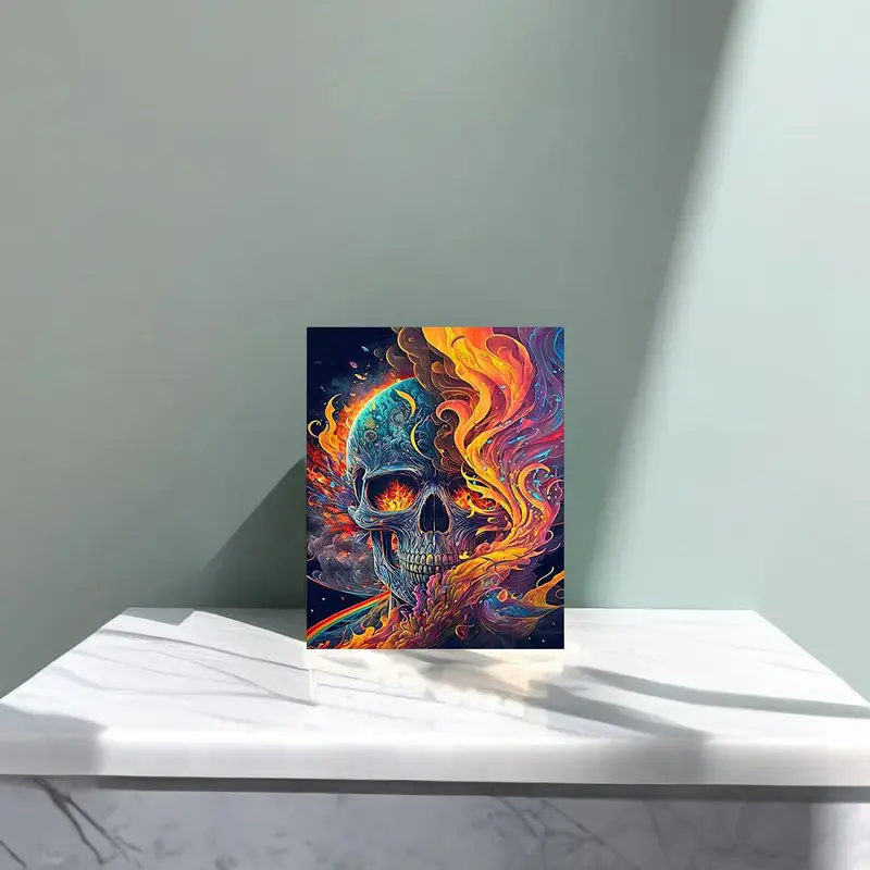 Skull Pattern DIY Diamond Arts Colorful Painting Kit Without Frame, DIY 5D Decor Kit, for Halloween Wall Art Decor 2