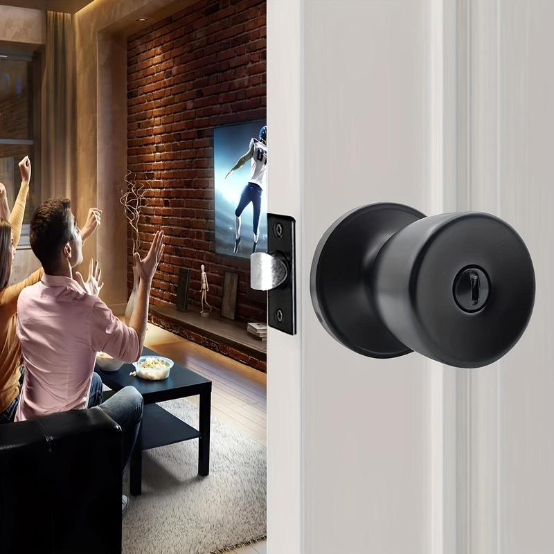 Door Knob with Lock & Key, Round Ball Lock Interior/Exterior Door Knob, Entry Door Handle, Door Hardware for Bedroom Or Bathroom 3