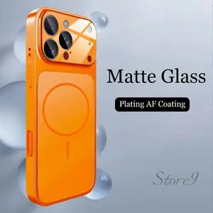 Instant Orange 17 Promax Casing Original Glass Nano Magnetic Matte Case for IPhone 17 Air 16 15 14 13 Pro Max 17Pro  for Magsafe Wireless Charging Armor Case
