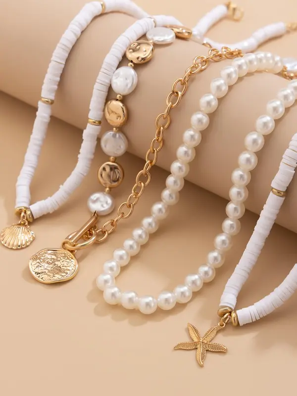 Shell & Starfish Design Necklace, Boho Style Necklace for Women for Party, Daily Decor, Trendy All-match & Exquisite Jewelry for Birthday Gift 2