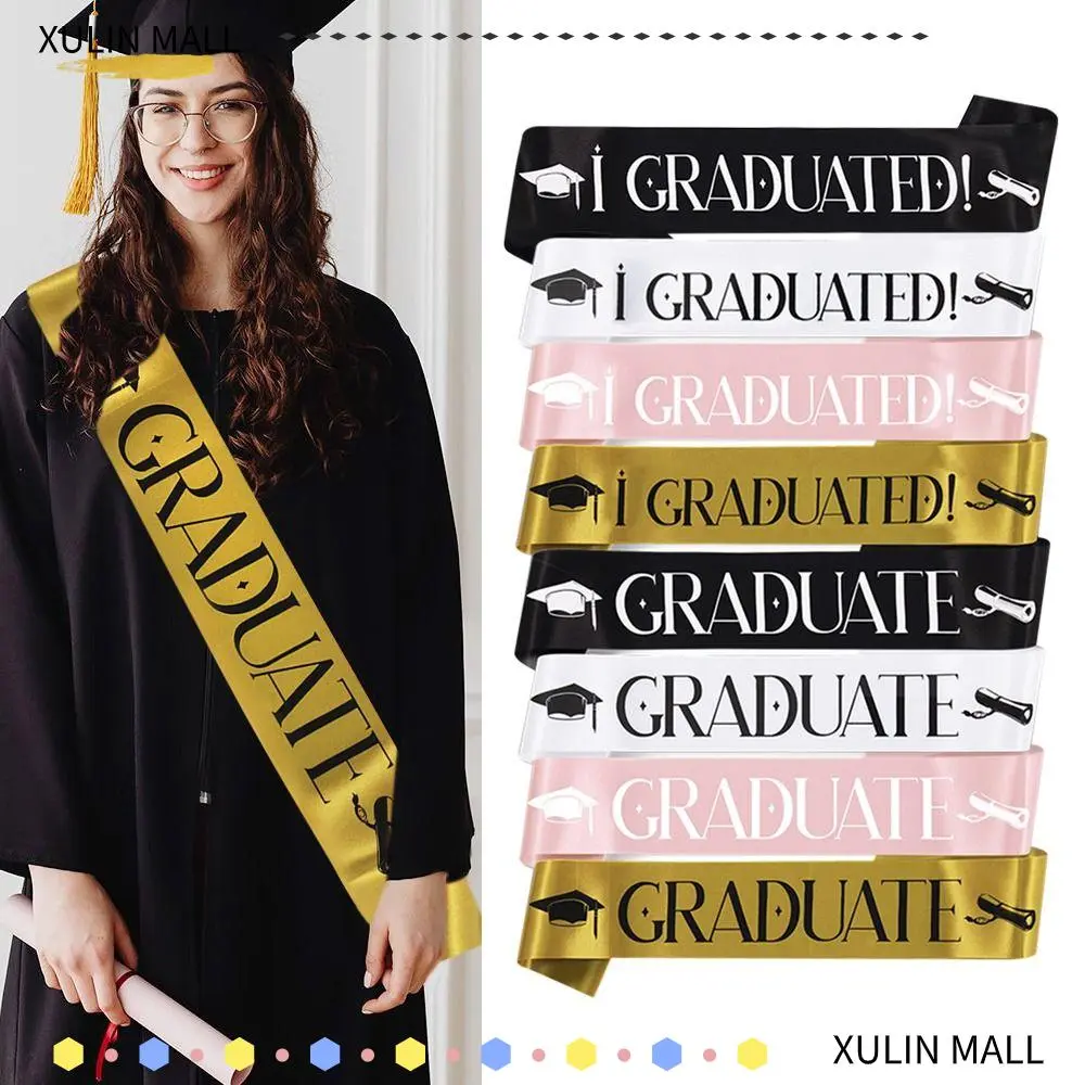 Hiasan Selempang I GRADUATED, Surat Bergemerlapan, Tali Bahu Grad, Uniseks, Sesuai untuk Majlis Sambutan, Alat Foto, Bekalan Majlis Graduasi, Hadiah