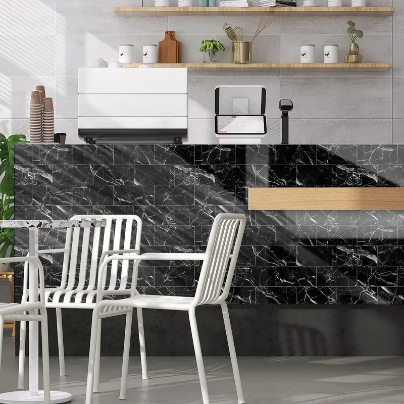 1 Set Kitchen Backsplash, 3D Marble Pattern Wall Tile Sticker for Kitchen Bathroom, Laundry Room, Fireplace Removable Decal, Home Decor Set 7