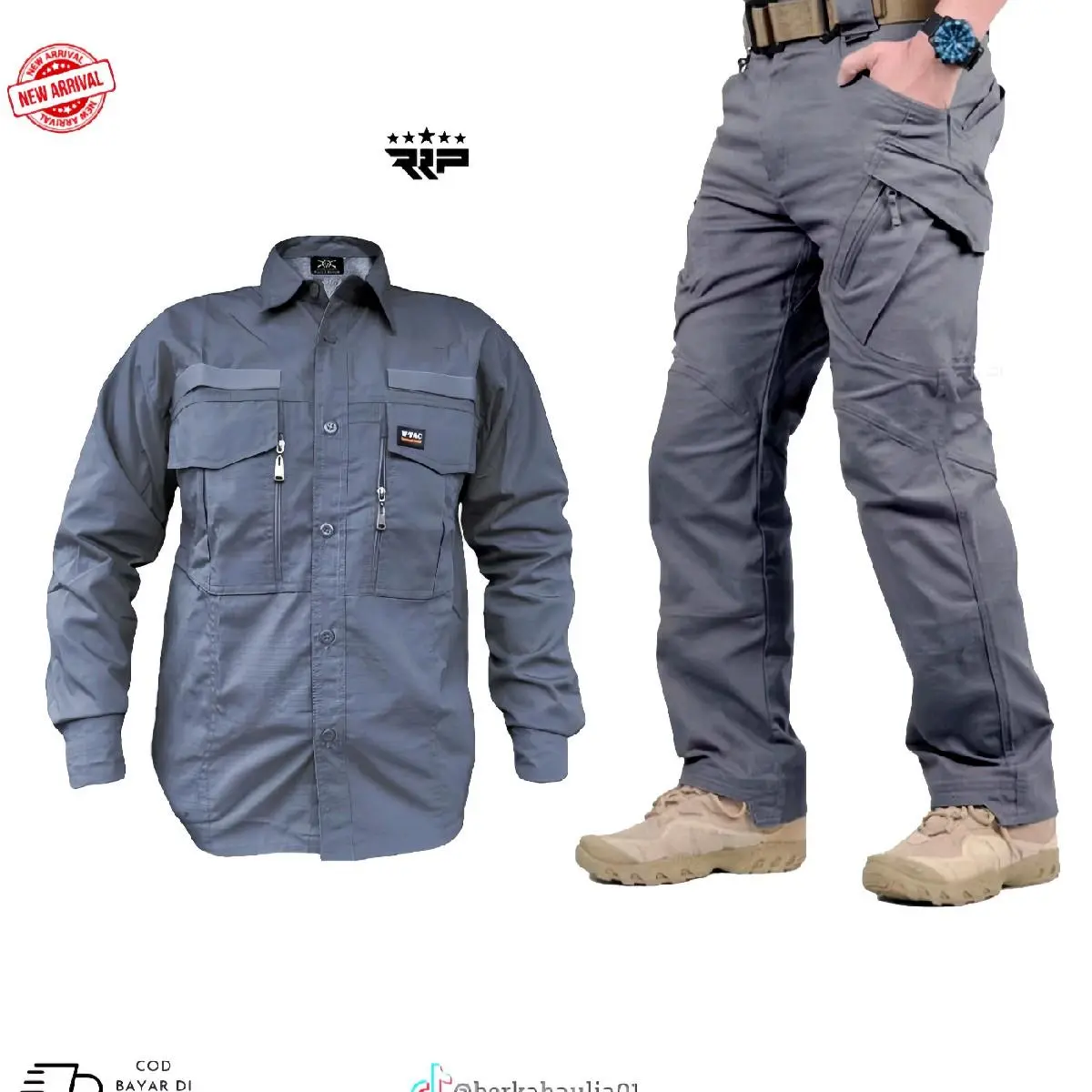 Setelan Kemeja W-TAC Panjang Celana Under Amor untuk Pria Dewasa Casual Polos Keren Hitam