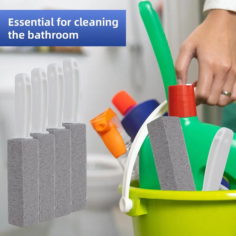 Pumice Toilet Cleaning Brush, 1/2/5 Counts Plastic Toilet Stain Bathroom Scar Cleaning Brush, Yellow Scale Powerful Pumice Brush 4