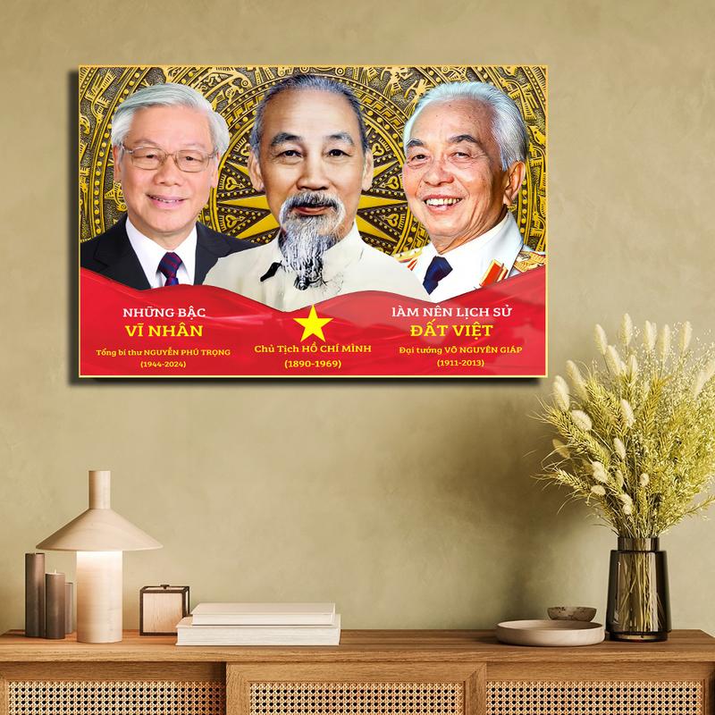 Ảnh chân dung Bác Hồ , Bác Giáp , Bác Trọng . Treo phòng khách phòng làm việc . Đa dạng mẫu mã .In theo yêu cầu 3