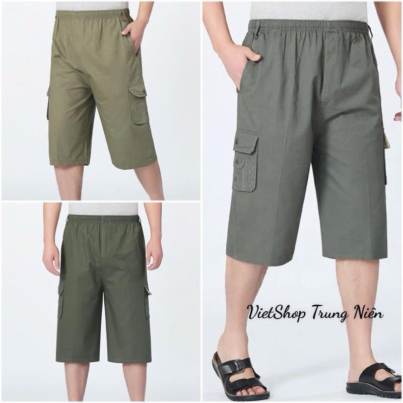 Quần Ngố Kaki Túi Hộp Nam Trung Niên Tặng Bố Hàng Quảng Châu Chất Mềm Mịn Dày Dặn Menswear Có Túi