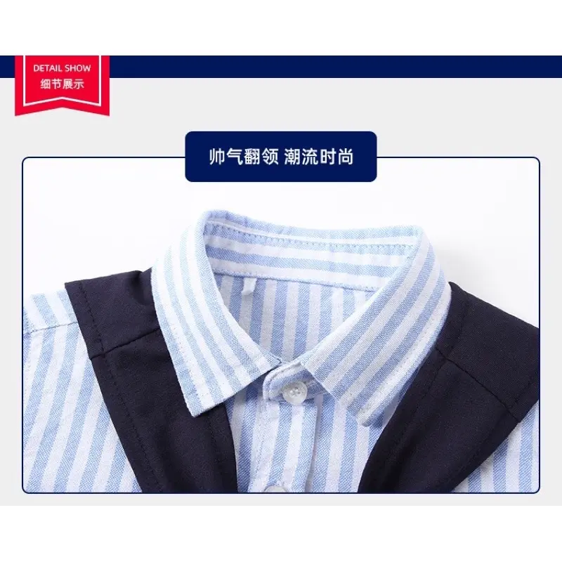 Áo sơmi bé trai Wellkids, áo sơmi kèm khăn choàng vải cotton cho bé từ 10-26kg 4
