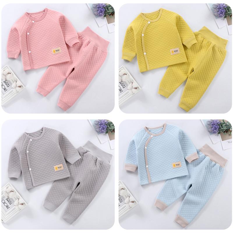 Bộ đồ dài tay cho bé trai, bé gái vải trần bông 3 lớp mềm ấm thiết kế quần cạp cao chắc chắn có size cho bé từ 3-12 kg_ B4