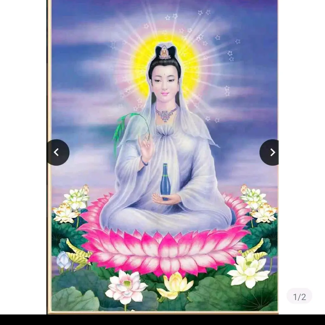 tranh phật bà quan âm dán trang trí tường keo sẵn