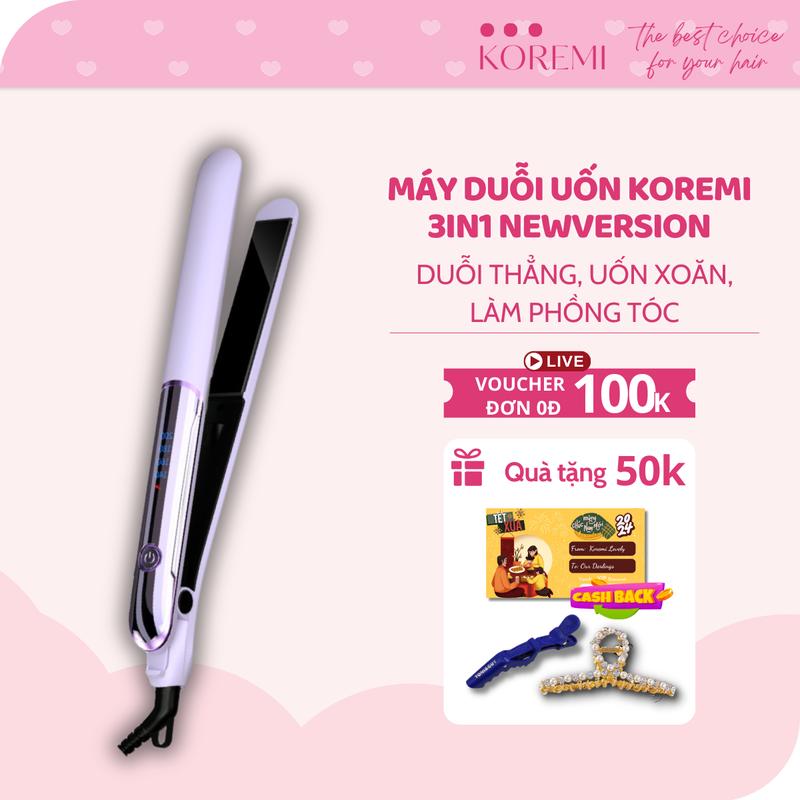 Máy duỗi tóc, uốn tóc xoăn Hàn Quốc Koremi máy làm tóc 3in1, máy kẹp tóc