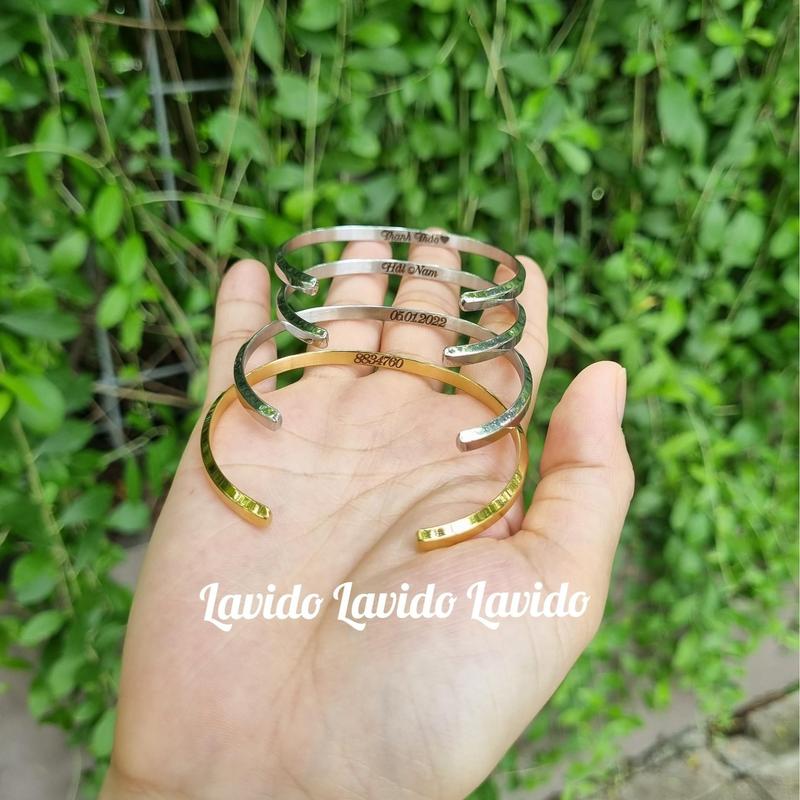 Vòng tay nữ nam titan kiểu chữ D thép titan không gỉ lắc tay đôi tình yêu Phụ Kiện