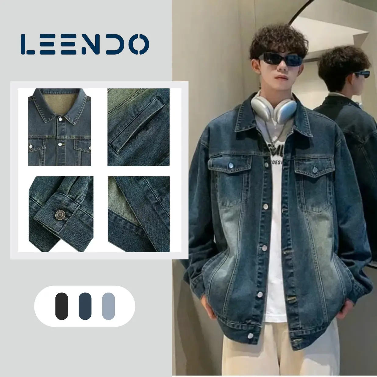[ DEAL Mở Bán ] Áo Khoác Jean LEENDO, unisex from rộng thoải mái chất liệu Vải bò, Jeans dày dặn dễ phối đồ kiểu dáng Hàn Quốc