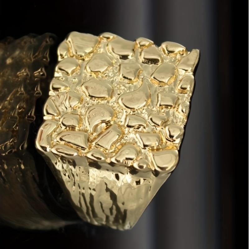 Golden Ring For Men - Simple Style Square Shaped Ring - Casual Jewelry Gift for Men - For Everyday Wear 4
