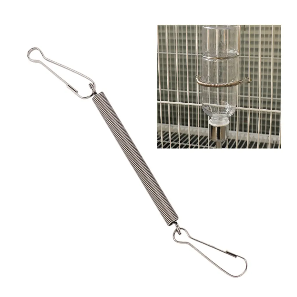 3.1in Spring with Clips Metal Springs 2 Clips Cage Accessories for Small Animal Hamster Guinea Pigs Water Dispenser