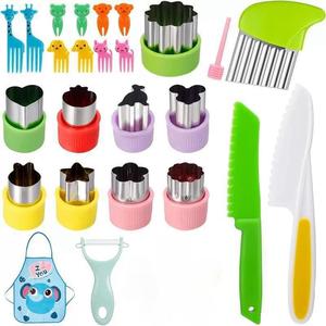 Stainless Steel Colorful Baking & Pretend Play Set, 1 Set Fun Rabbit Mold with Detachable Fruit & Vegetable Tools, Durable Creative Kitchen Accessories for Role-playing