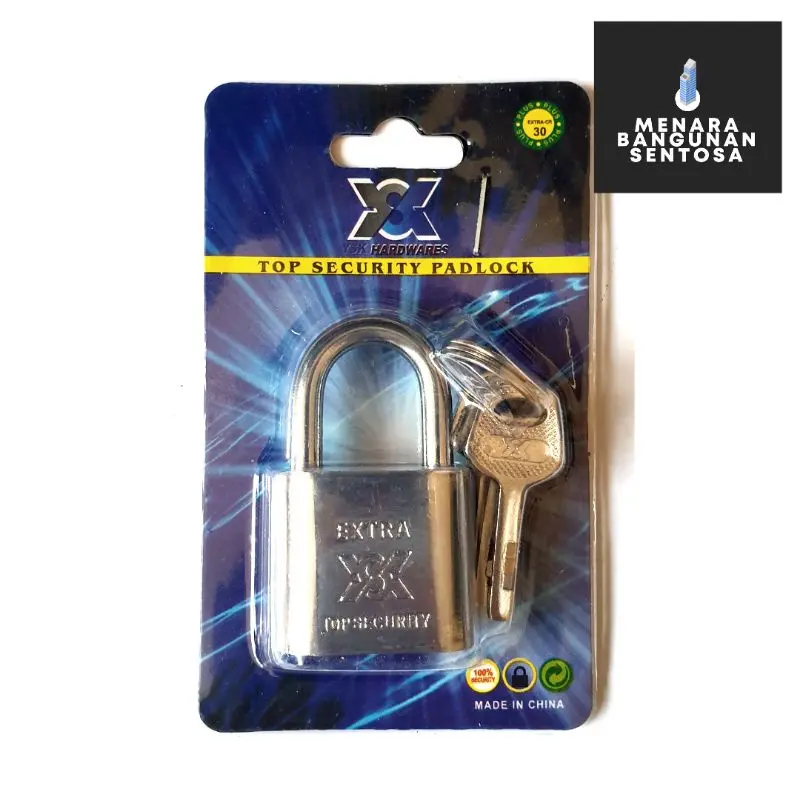 Gembok Putih Leher Pendek 30 mm Chrome - Pintu Rumah Gudang