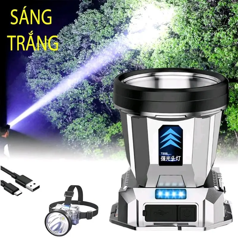 COD Đèn Pin Đội Đầu LED Siêu Sáng Chiếu Sáng Chuyên Dụng cho Chạy Bộ Cắm Trại đènpin độiđầu ( Ánh Sáng Trắng )