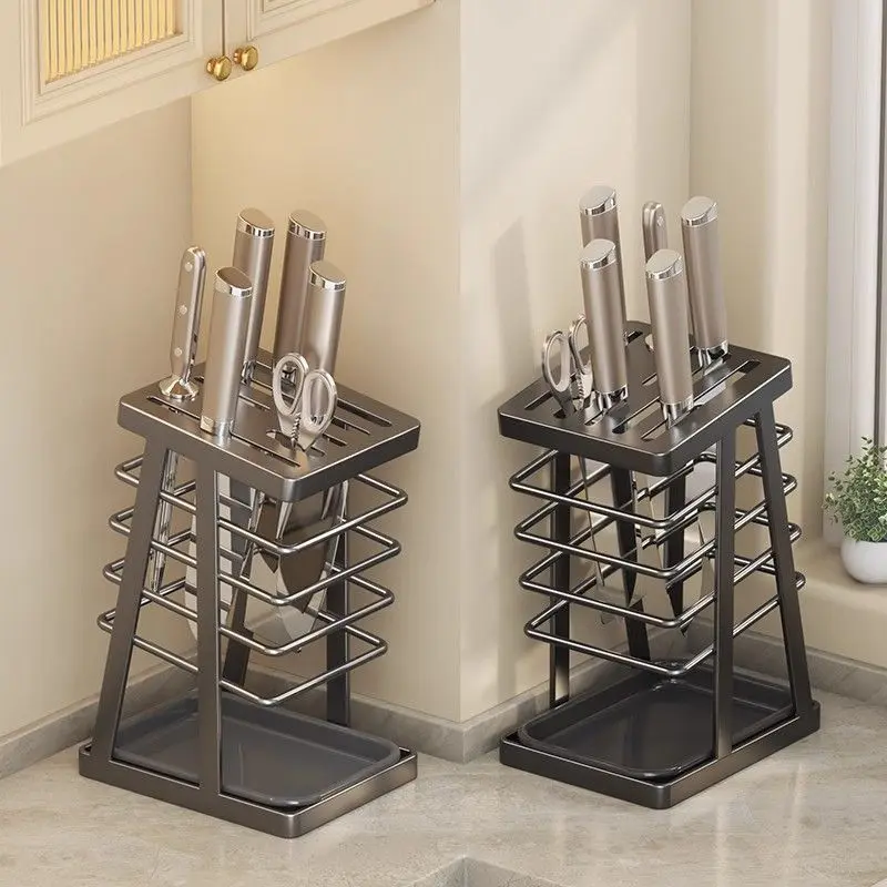 Giá Để Dao Làm Bếp, Có Ngăn Đựng Dao Kéo Và Dao Trái Cây, Giá Để Đồ Gia Dụng, Để Bàn Thoát Nước, Giá Để Dao Đa Năng
