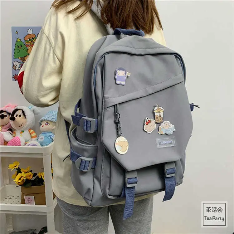 Cặp Sách, Phong Cách Hàn Quốc, Bán Chạy, Thích Hợp Cho Bé Gái Và Học Sinh, Ba Lô Nylon Màu Hồng, Có Thể Đựng Được Máy Tính Xách Tay 14 Inch, [RainbowHouse], Beg Sekolah Perempuan 6