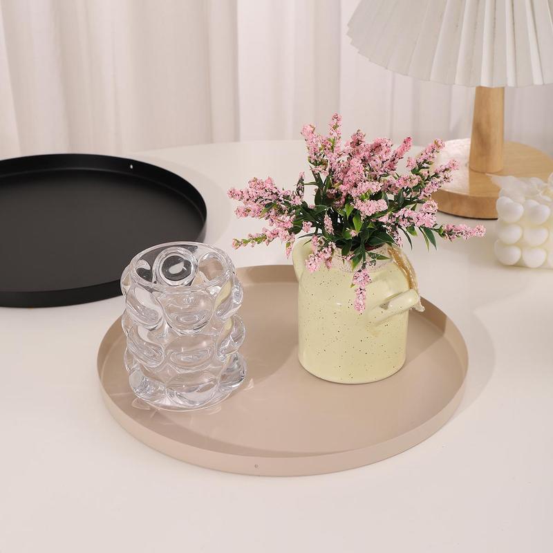 Modern Round Tray, 1 Count Kitchen Display Tray, Iron Jewelry Tray, Solid Color Simple Tray, Home Storage Organization 5