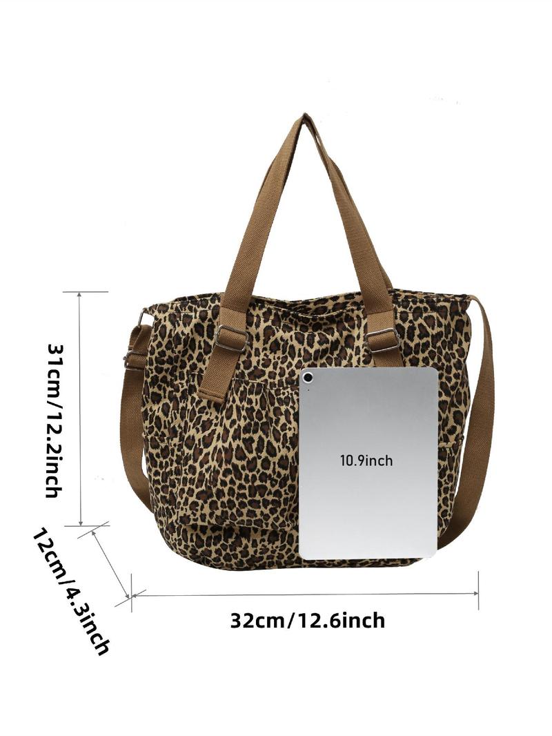 Product Introduction of Fashion Leopard Pattern Tote Bag, Casual Versatile Shoulder Bag for Women, Trendy All-match Bag for Daily Use 1