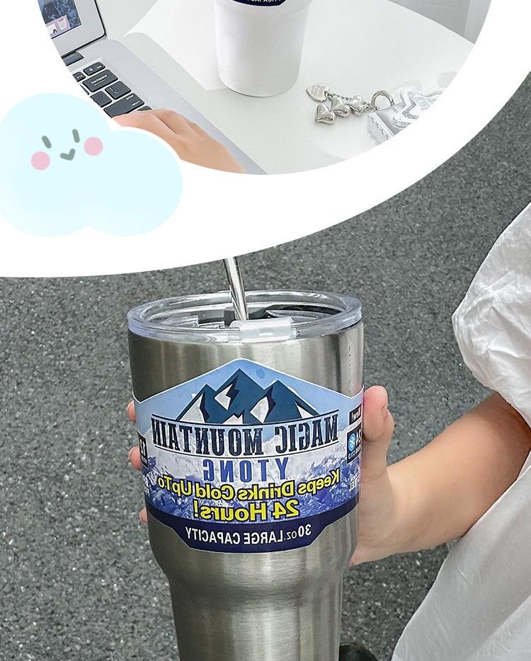 Product Introduction of Stainless Steel Freeze Thermos Cup with Straw Ice Coffee Drink Vacuum Insulated Bottle Car Travel Outdoor Mountain Cup 20