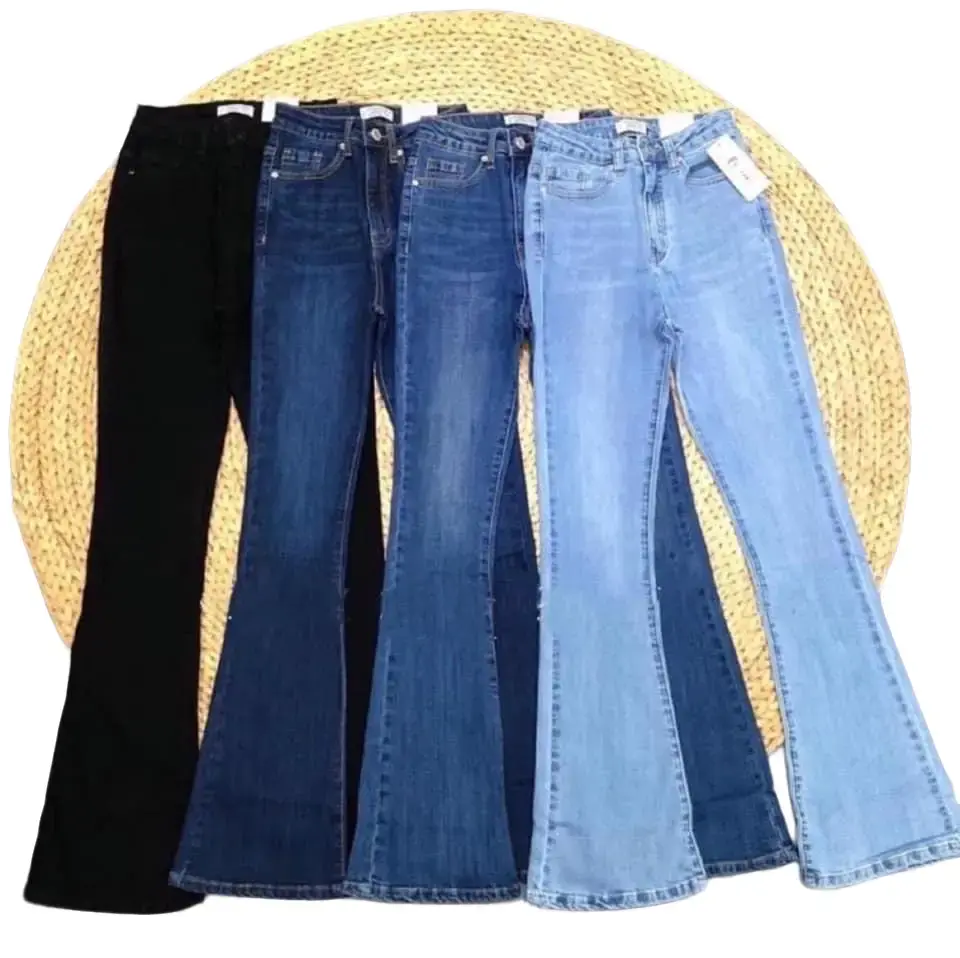 Quần jeans nữ ống loe cao cấp thời trang quần loe nữ đẹp giá rẻ quần trơn co giãn VIET FASHION Pants Denim Ong Women
