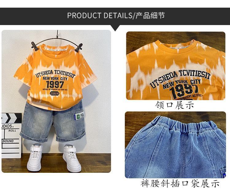 Product Introduction of Bộ Đồ Ngắn Tay Mùa Hè Cho Bé Trai, Phong Cách Phương Tây, Quần Đùi Denim Cho Trẻ Em, Thời Trang Mới 2024, Thiết Kế Xếp Ly Đẹp Trai, Quần Áo Mỏng Cho Em Bé 8