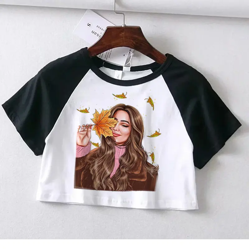 Áo Crop Top Họa Tiết, Thiết Kế Hoa Và Cô Gái, Phong Cách Gothic, Dành Cho Nữ, Harajuku Và Kawaii, Quần Áo Thời Trang Đường Phố 1