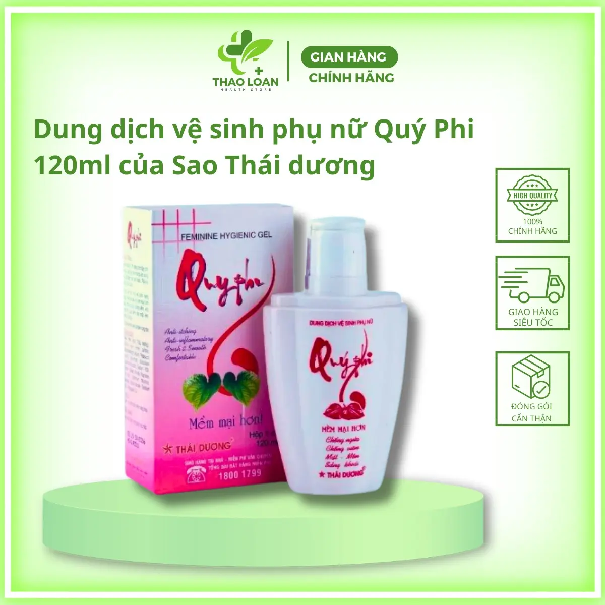 Dung dịch vệ sinh phụ nữ Quý Phi 120ml của Sao Thái dương - ddvs nước rửa phụ khoa từ trầu không Women