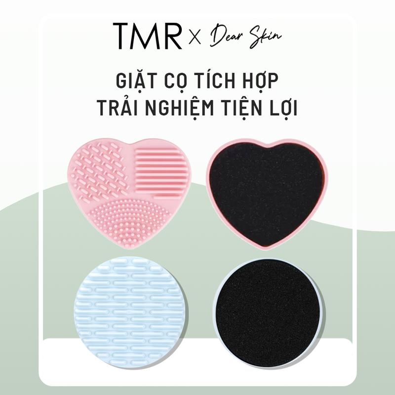 Hộp vệ sinh cọ trang điểm TMR Silicon cao cấp 2 trong 1 làm sạch cọ khô ướt