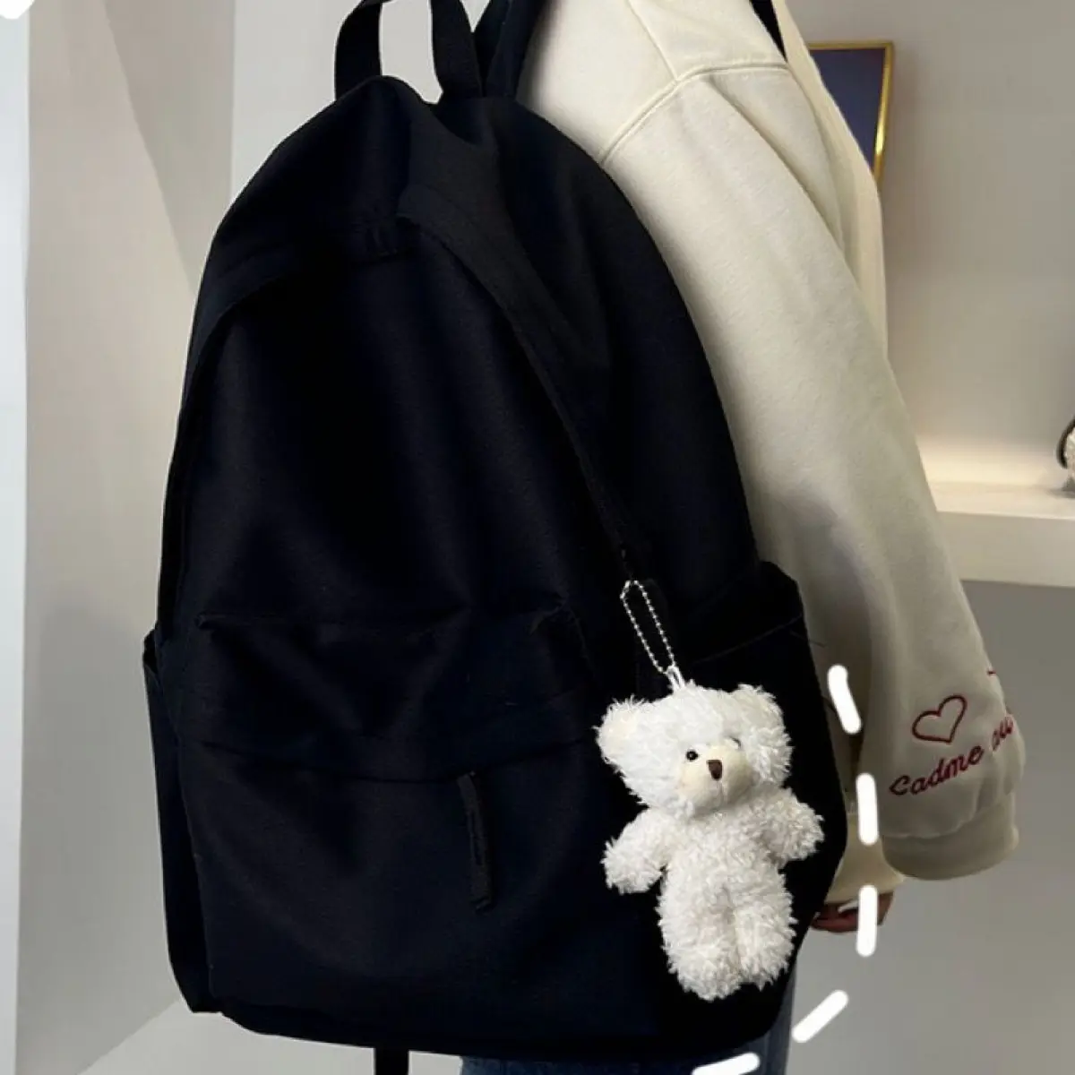 2025 new fashion backpack female simple student solid color school bag large capacity men's backpack