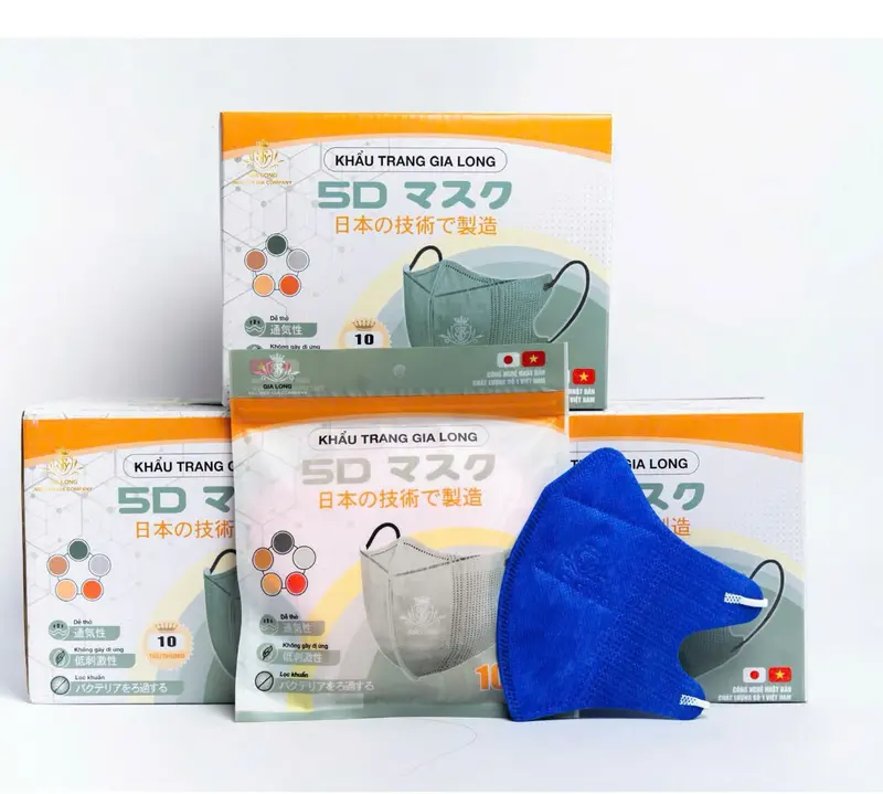 Khẩu Trang 5D Gia Long 3 Lớp, Chất Lượng Cao, Chống Bụi Mịn PM2.5, Vi Khuẩn Và Các Tác Nhân Gây Hại Trong Không Khí 5